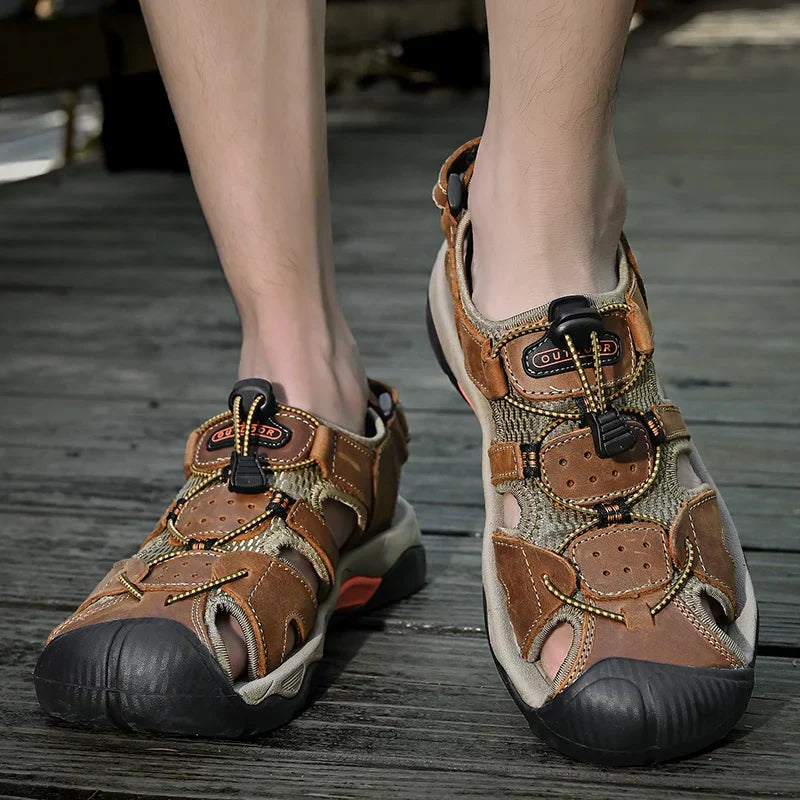 Sandalia Gladiador de Cuero Genuino para Hombre